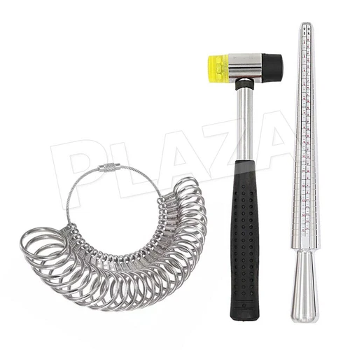 Silver Ring Sizer Size Gauge Tool Finger Measuring Stick Metal Ring Mandrel Set - Picture 2 of 9