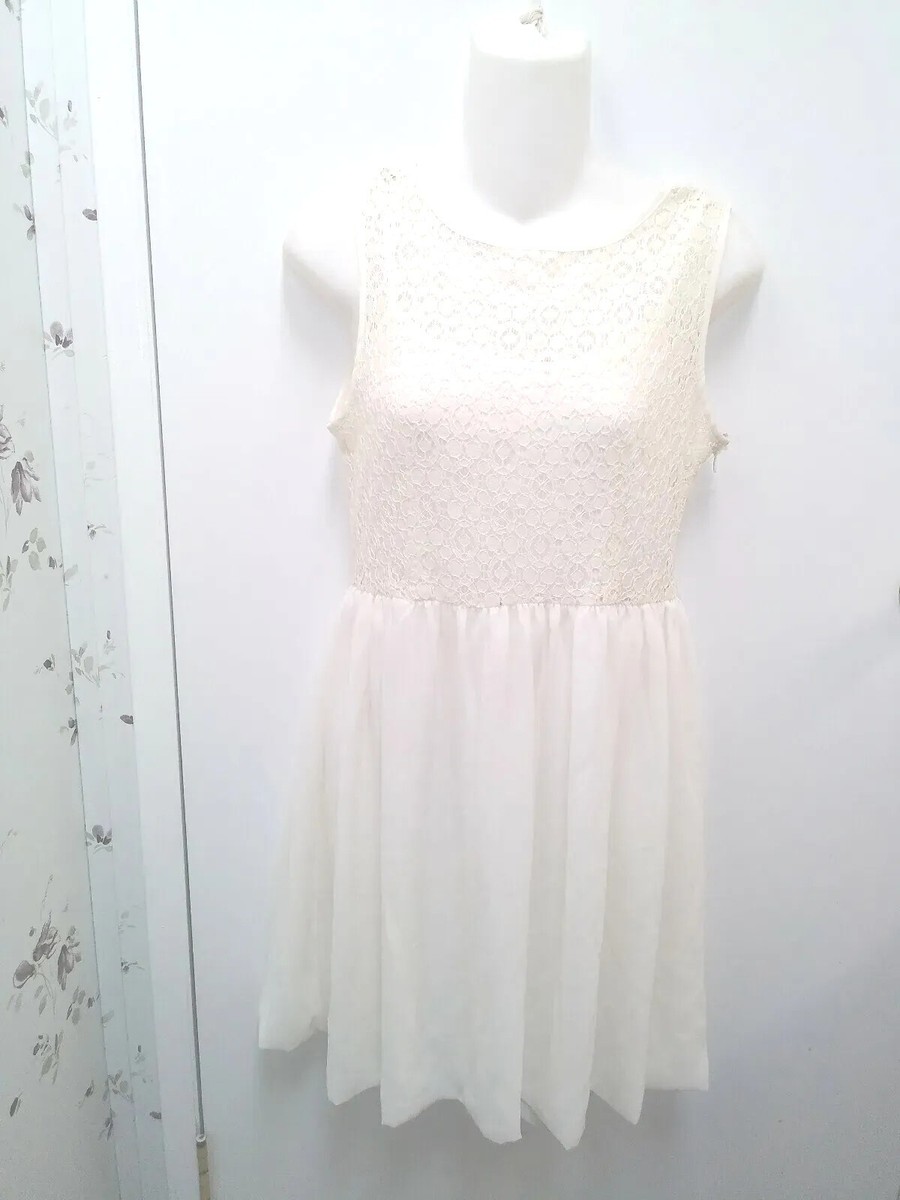 knee length white dresses for juniors Forever 21 Women's Ivory Creme Dress S Lace Sleeveless Polyester Atlanta bridesmaid dresses