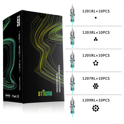 STGMA 50x Tattoo Nadeln Set Steril Einweg Nadel Cartridge RL EN05B-50KIT-Q