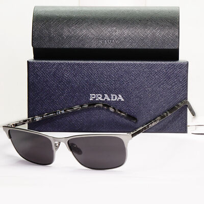 Prada Sonnenbrille Schwarz Gunmetal Grau Havanna PR66YV VPR 66Y 7CQ-1O1 57mm