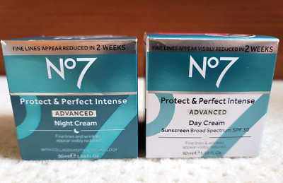 Lot of 2 No7 Protect & Perfect Intense DAY Cream SPF 30 & NIGHT Cream exp 3/2027