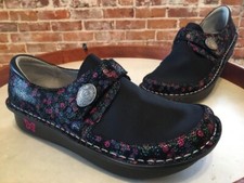 Alegria Dena Black Floral Leather Neoprene Sweetums Comfort Shoe 36 6 - 6.5 Sale
