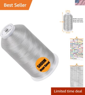 Huge 5000M Spool 40WT Polyester Machine Thread - Versatile for All Embroidery