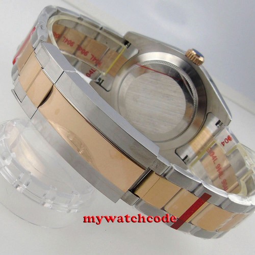 Reloj automático para hombre 36 mm Bliger esfera negra oro rosa cristal zafiro Japón NH35A - Imagen 2 de 11