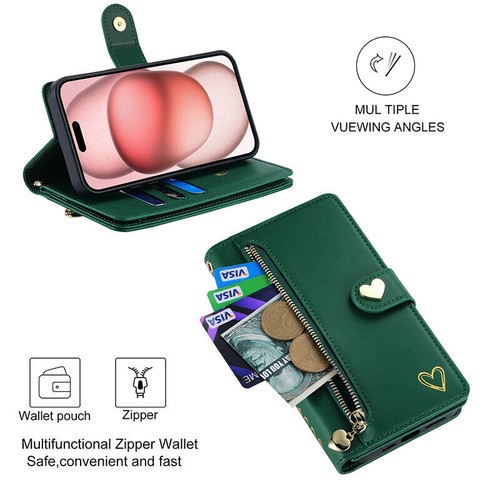 For OPPO Reno 13 12 11 F Pro Find X8 X5 Magnetic Leather Wallet Case Zip Cover - Bild 28 von 60