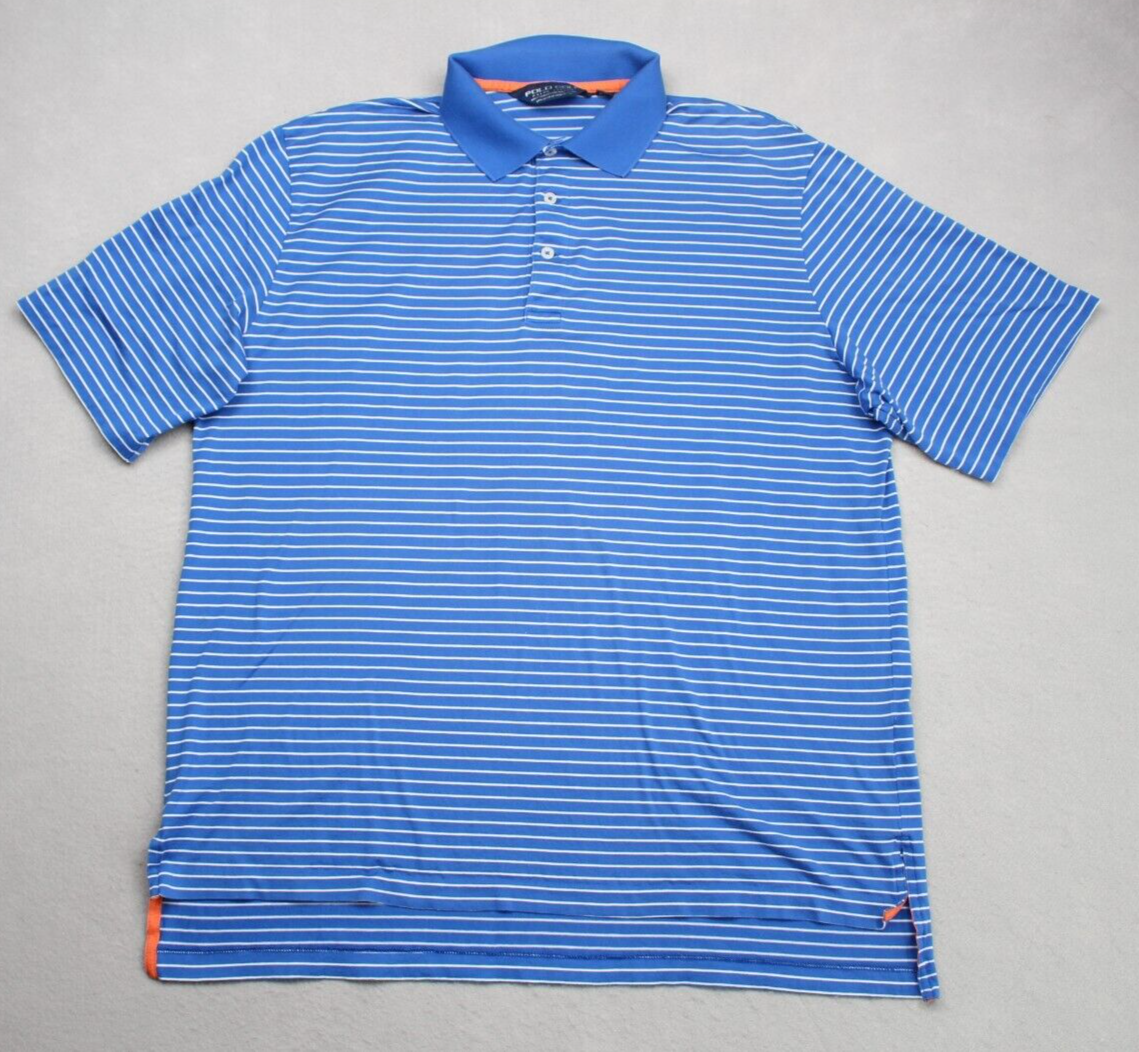 POLO Golf Ralph Lauren Camicia Uomo Grande Blu Righe Manica Corta Logo Pony