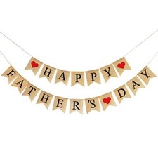 Burlap Happy Fathers Day Banner  Rustic Fathers Day Party Decorations 