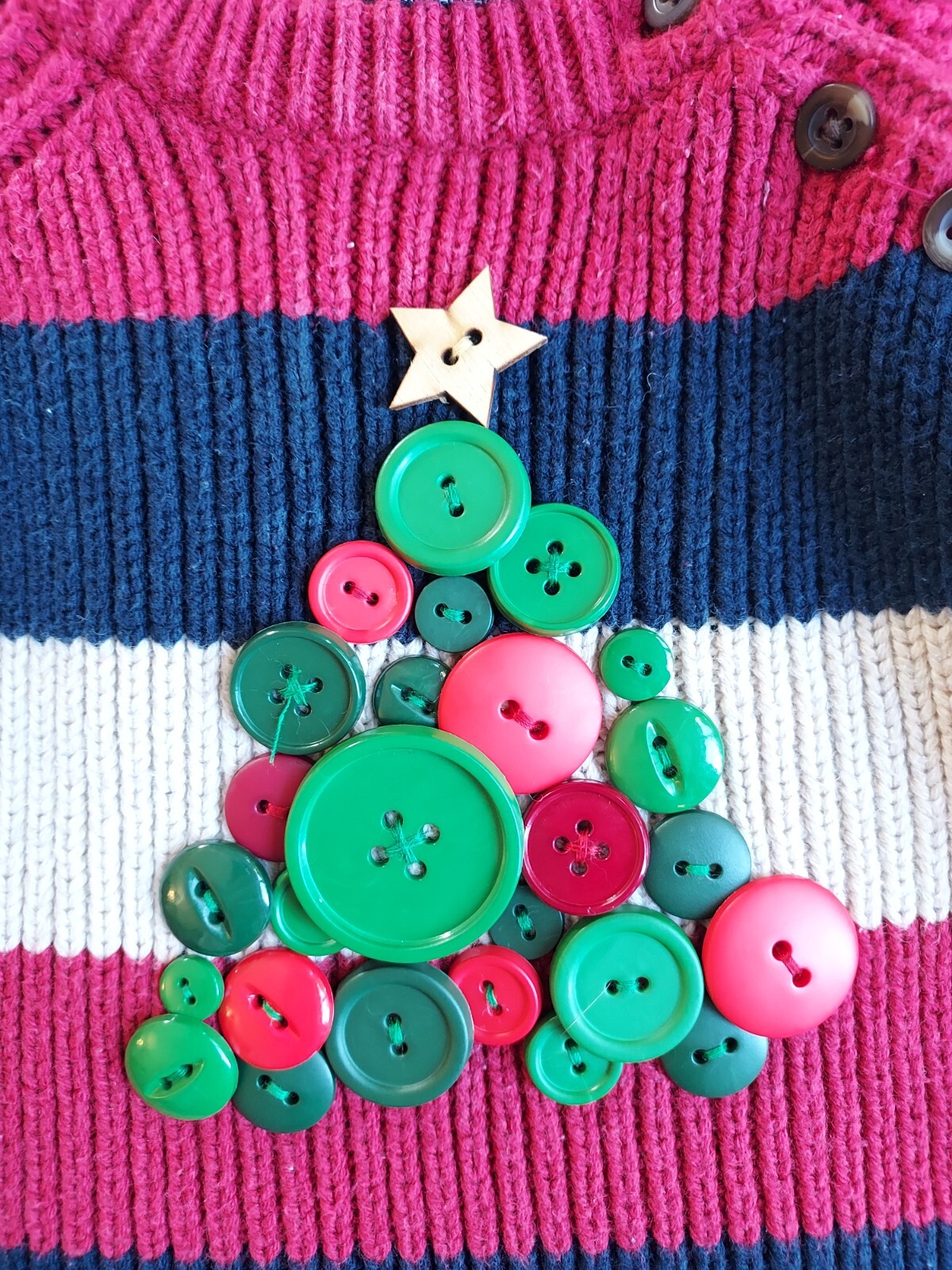 The Children's Place 69 12 mo Red Blue Striped Christmas Sweater