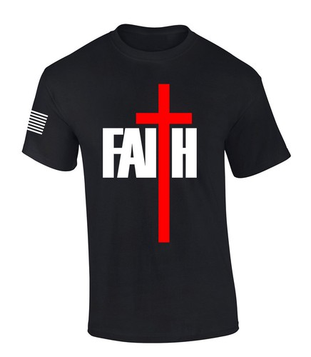 Mens Christian Shirt Faith Cross Scripture American Flag Sleeve T-shirt Graphic
