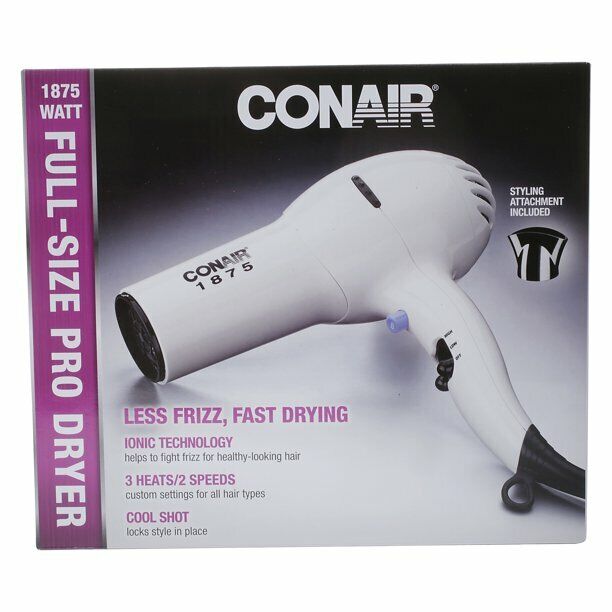 Conair Full Size Pro Hair Dryer 1875 Watt Turbo Styler White Tourmaline Ceramic eBay