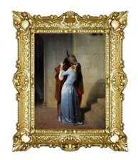 IL BACIO DI FRANCESCO HAYEZ STAMPA SU CARTA TELATA CON CORNICE BAROCCA CM 55X45