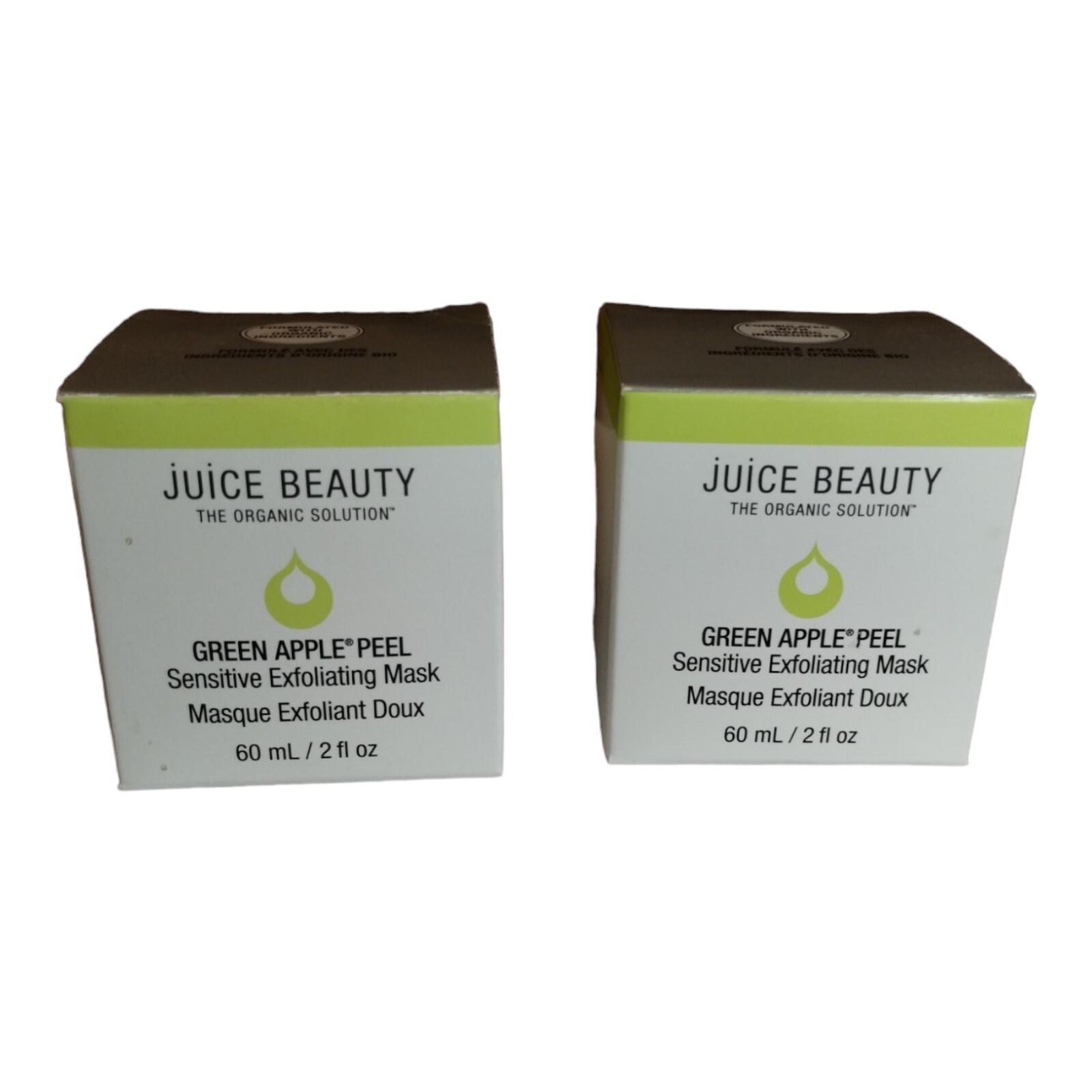 2 JUICE BEAUTY GREEN APPLE PEEL SENSITIVE EXFOLIATING MASK 2 OZ X2= 4