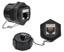 CAT6 Shielded RJ45 Industrial Mount Bulkhead Coupler Inline Indoor Outdoor w/Cap