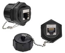 CAT6 Shielded RJ45 Industrial Mount Bulkhead Coupler Inline Indoor Outdoor w/Cap