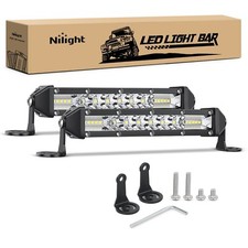 Nilight Slim Led Light Bar 2pcs 7 Inch 16led Single Row Spot Flood Combo Light