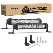 Nilight Slim LED Light Bar 2Pcs 7 Inch 16LED Single Row Spot Flood Combo Light