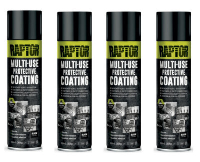 4 X UPOL RAPTOR 1K MULTI USE RMUB/AL SCHUTZBESCHICHTUNG AEROSOL 450ML SCHWARZ