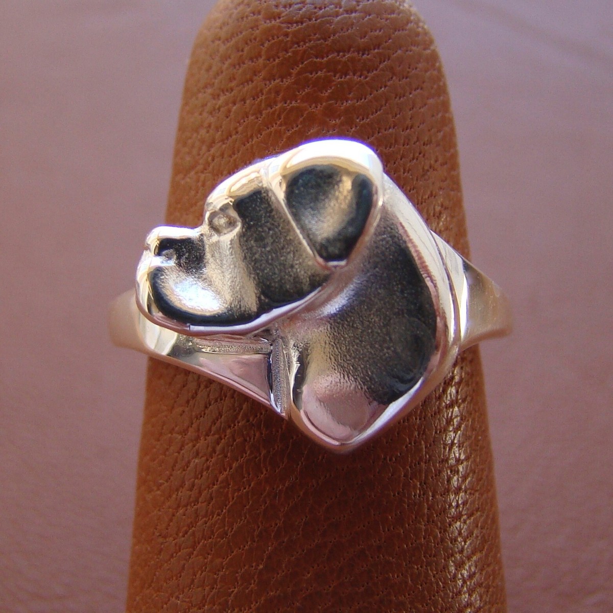 Small Sterling Silver Boxer Head Study Ring