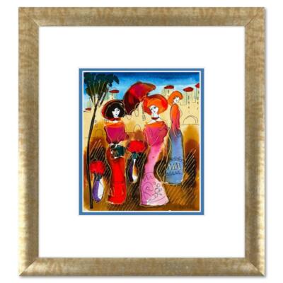 Moshe Leider, Framed Original Mixed Media Watercolor Painting, Hand Signed