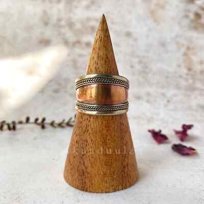 Kupfer und Messing Ring, gehämmertes massives Kupfer, Made in Nepal, Unisexschmuck