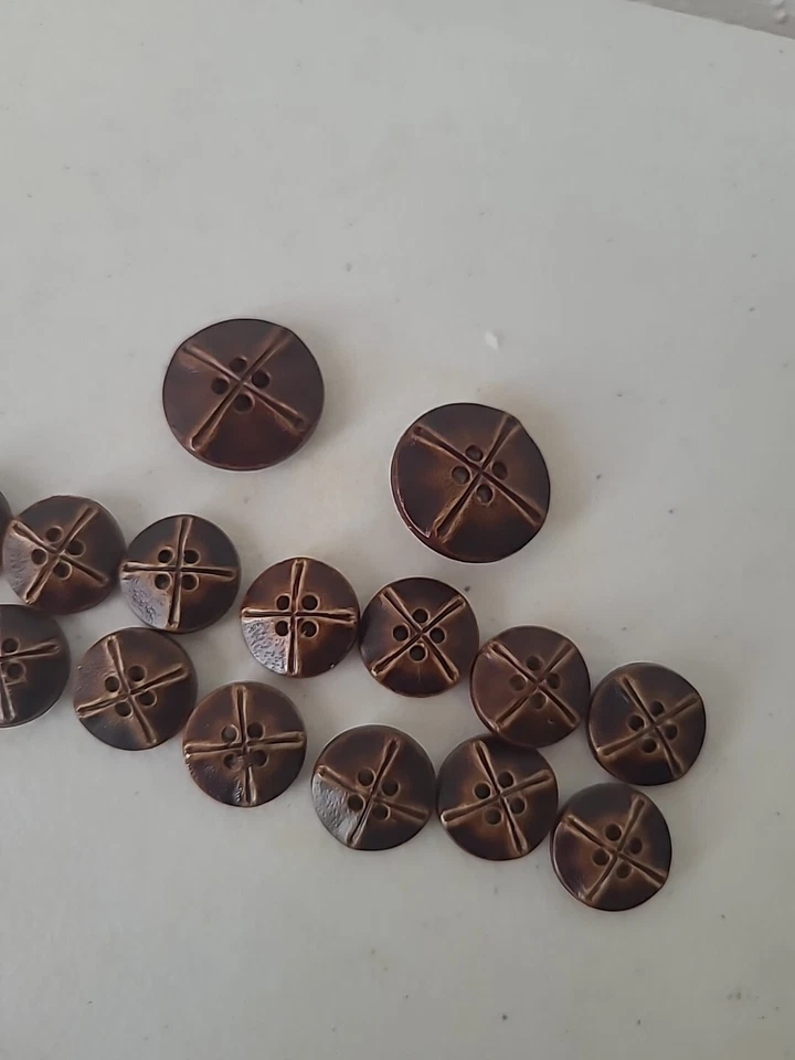 Conjunto De Colección De 16 Botones Traje Blazer Chaqueta 4 Agujeros Look Madera Marrón Foto 3 de 4