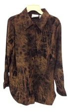 NWT Size Large XL Faux Leather Suede Look Button Down Blouse Top Fashion Bug NEW