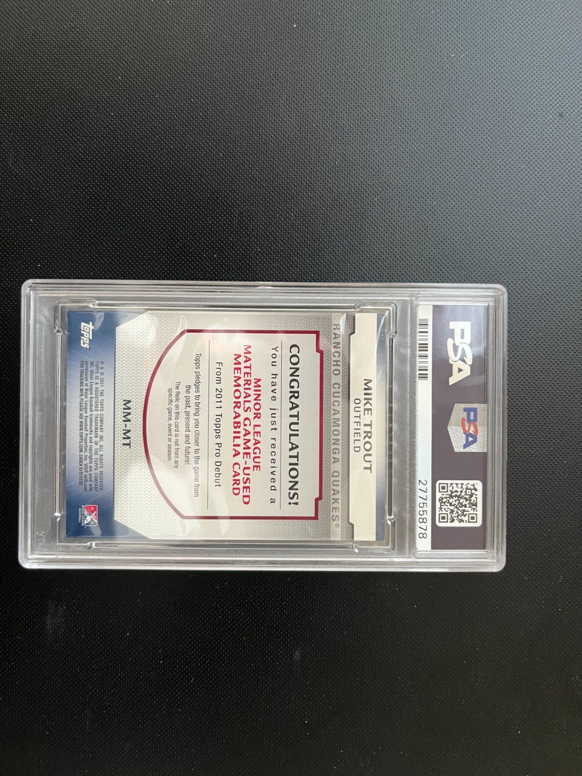 Mike Trout 2011 Topps Pro Debut Materials # MM-MT *PSA 7 NM* Los Angeles Angels view 4