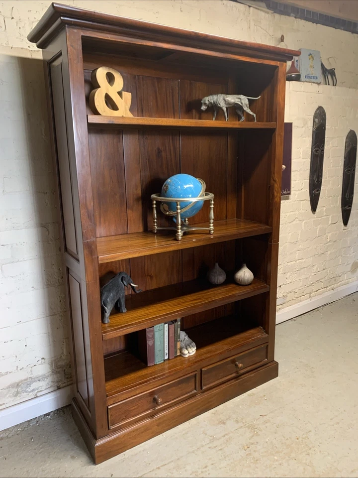 Large Solid Mahogany Bookshelf Shelving Unit  Drawers Library Study Storage Offi - Image 2 of 4