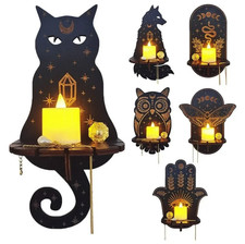 1pc Wooden Wall Shelf Candle Holder Rustic Di...