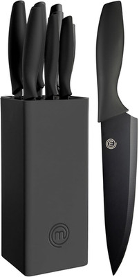 Masterchef Knife Set with Block, 6 Kitchen Knives and a Universal Knife Holder, 