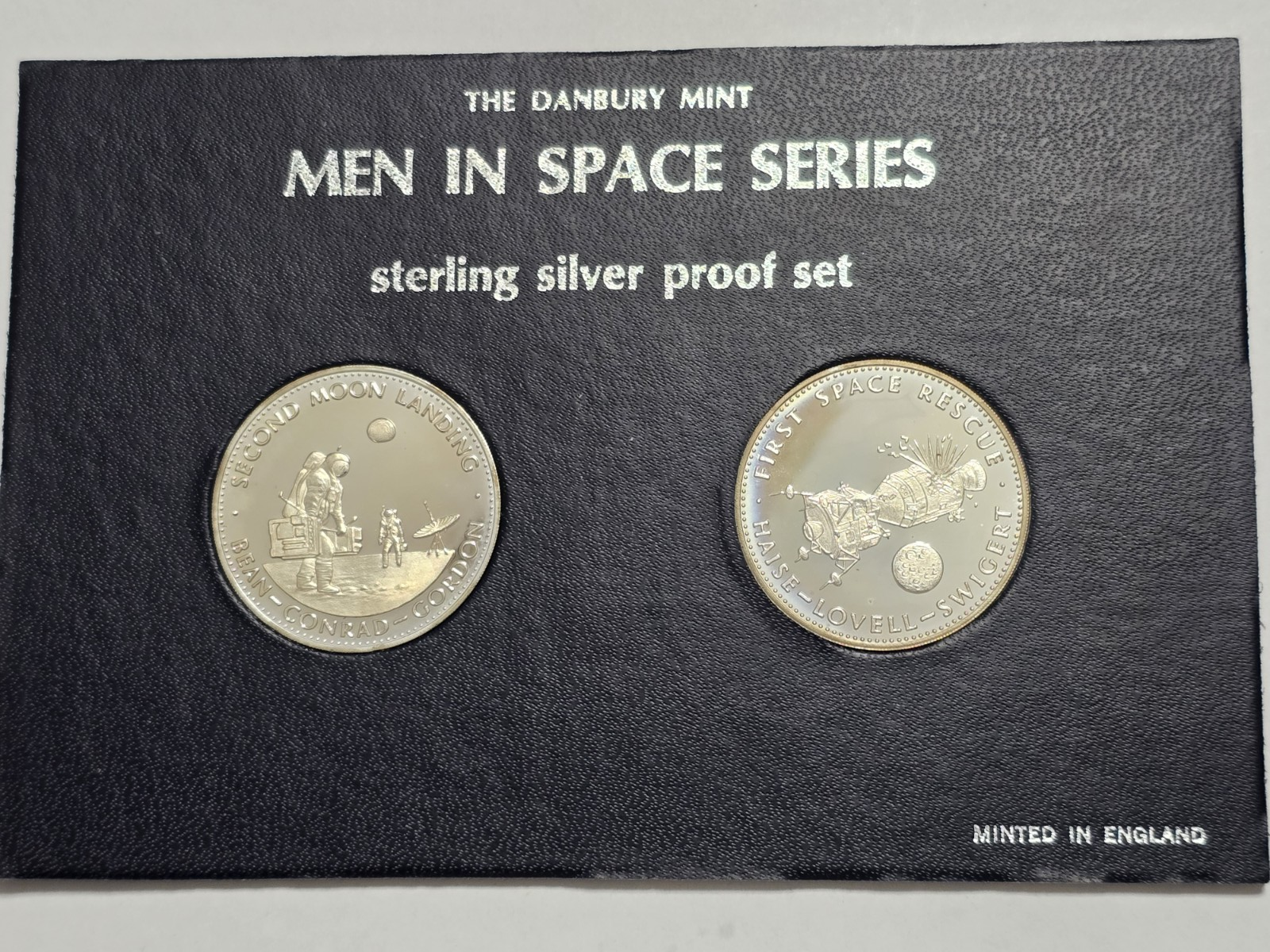 The Danbury Mint Men in Space Sterling Silver Proof Set 2 Coins Made England