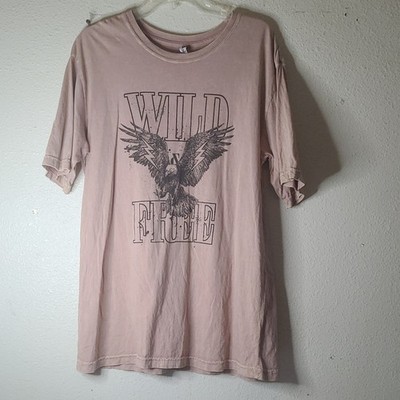 Rustee Clothing Pink Graphic T-Shirt Wild Free Eagle Cotton Crew Neck Women