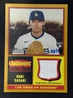 2025 Topps Heritage High Roki Sasaki RC Clubhouse Collection Gold Relic #83/99