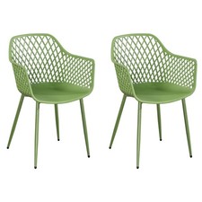 Pair of Lattice Bistro Garden Armchairs, Weather Resistant Outdoor Dining Chairs