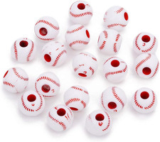 100 Pcs Acrylic Baseball Beads 12Mm Sports Pony Beads for DIY and Art Craft Jewe