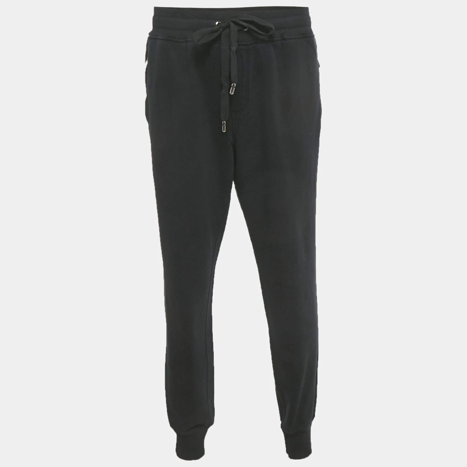 Dolce Gabbana Black Cotton Knit Jogger Pants 4XL