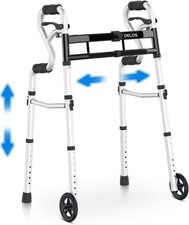 "Andador Plegable Estrecho para Personas Mayores, Andador Plegable 3 en 1 con Ruedas Delanteras de 5"" con"