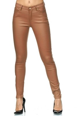 Damen Hose Kunstleder Push Up Effekt Chunkyrayan E6213 Brown48 4XL
