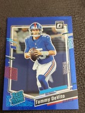 Tommy DeVito 2023 Panini Donruss Optic Rated Rookie Blue Hyper Prizm RC #280