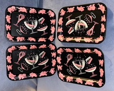 VINTAGE  PINK ELEPHANT  COCKTAIL TRAYS  LOT OF 4  BARWARE