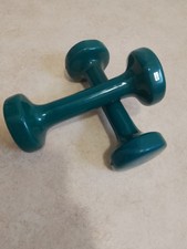 Pair of Green 2.5kg Vinyl Dumbbells / Hand Weights