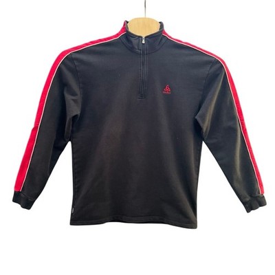 Odlo Mens Quarter Zip Pullover Black Red Stripe Long Sleeve Sweatshirt Large
