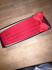 Bow Tie Cummerbund Set Mens Red Formal Tuxedo Accessory