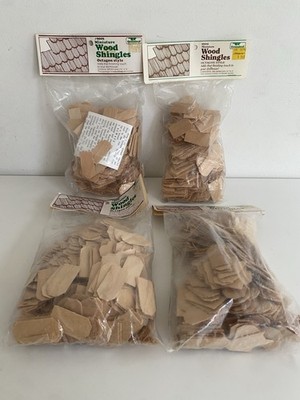 4 Bags Greenleaf Miniature Wood Shingles Octagon Style Dollhouse Roofing 9006