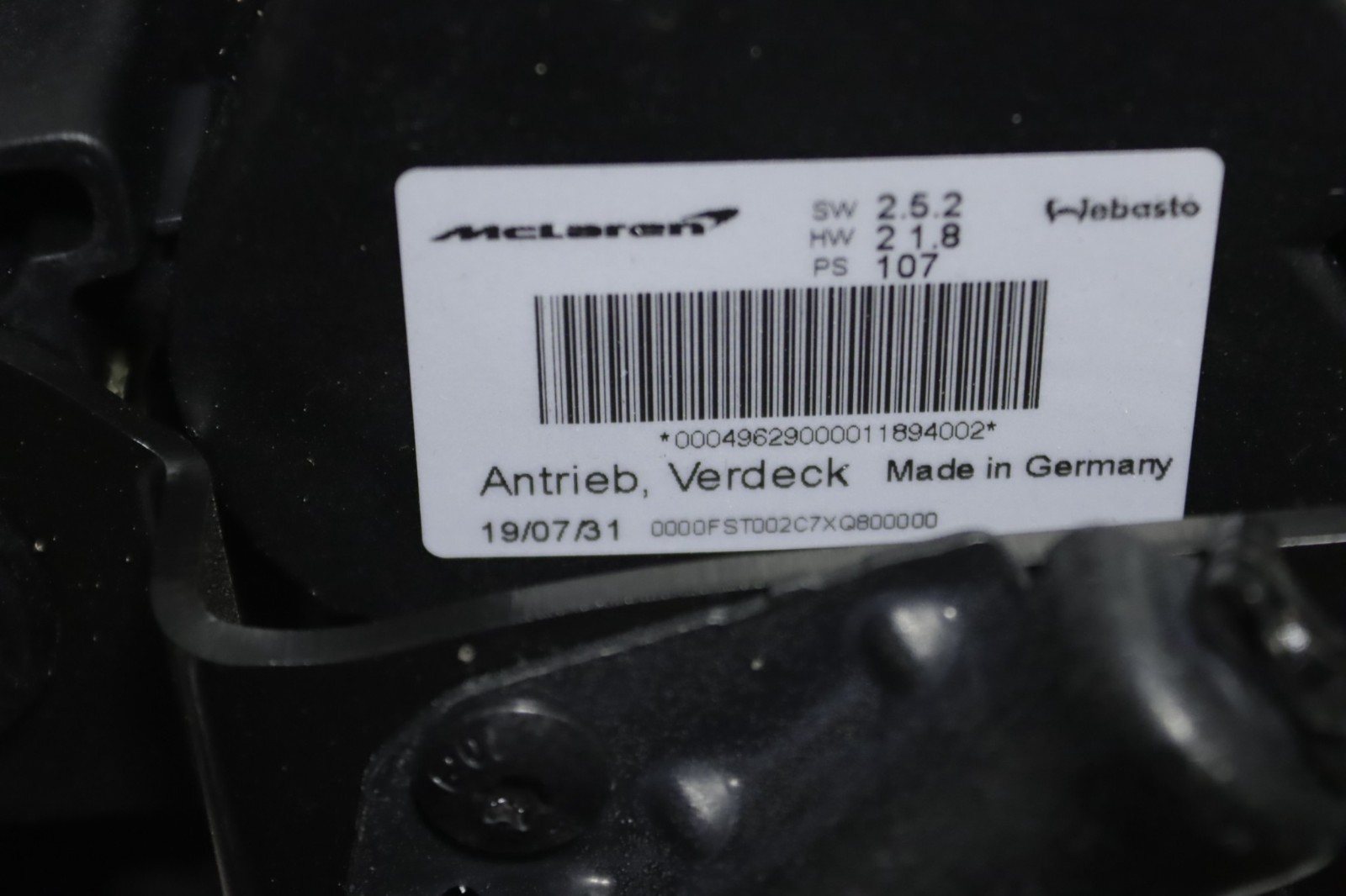 McLaren 720S Spider Rear Left Driver Side Convertible Roof Hinge 2019 - 2023 OEM