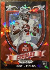 2021 Panini Prism Justin Fields Red Cracked Ice Rookie #163