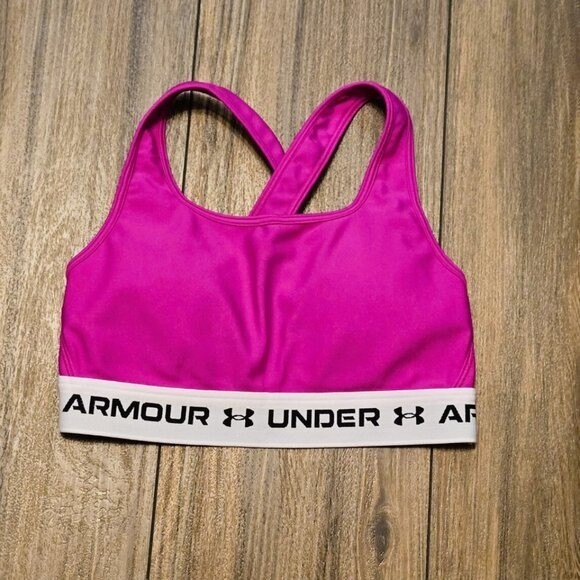 Under Armour Pink Compression Mid Crossback Sports Bra Size Small L thumbnail 6