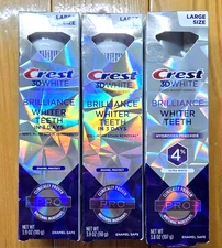 3 X CREST 3D WHITE BRILLIANCE WHITER TEETH TOOTHPASTE 3.8oz & 3.9oz