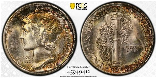 1936-D PCGS MS66 10c MERCURY DIME Stunning Tone Toned Toner!