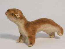 1962 STEIFF WAGGY WEASEL 1612,03 12cm 5" DRALON BROWN WHITE STANDING BUTTON